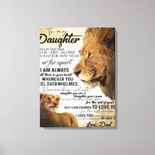 To My Daughter Lion Family Gift, Daughter Birthday Canvas Print