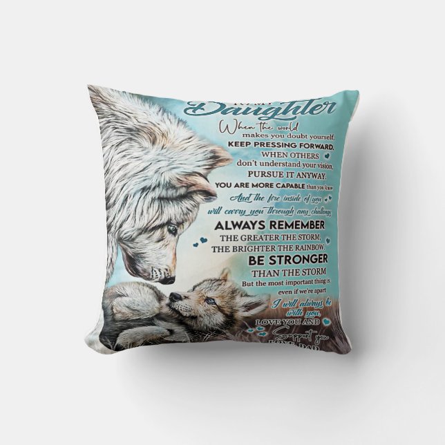 To My Daughter Lion Family Gift, Daughter Birthday Cushion (Front)