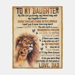 To My Daughter Lion Family Gift, Daughter Birthday Fleece Blanket
