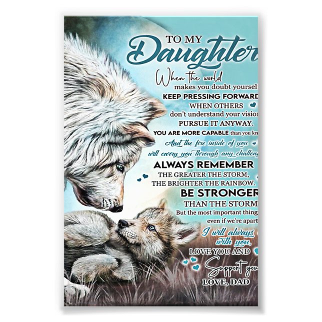 To My Daughter Lion Family Gift, Daughter Birthday Photo Print (Front)