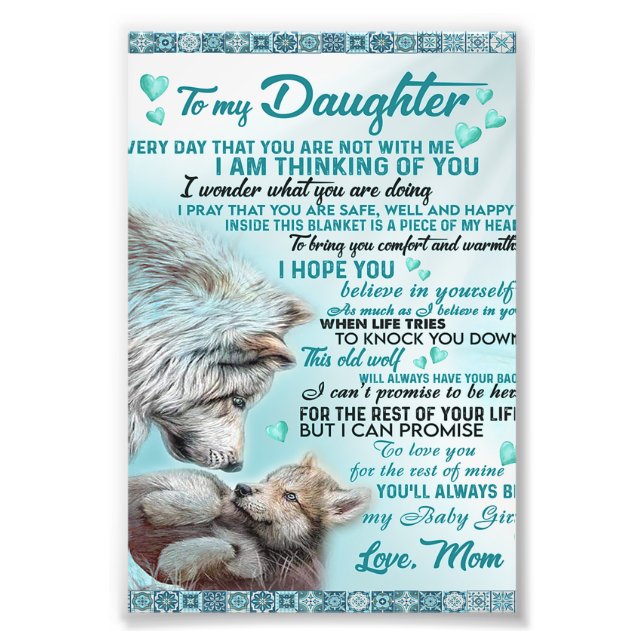 To My Daughter Lion Family Gift, Daughter Birthday Photo Print (Front)