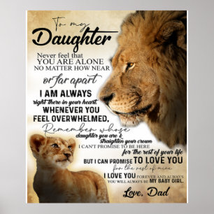 To My Daughter Lion Family Gift, Daughter Birthday Poster