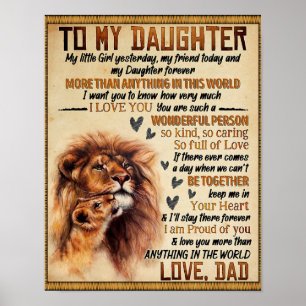 To My Daughter Lion Family Gift, Daughter Birthday Poster