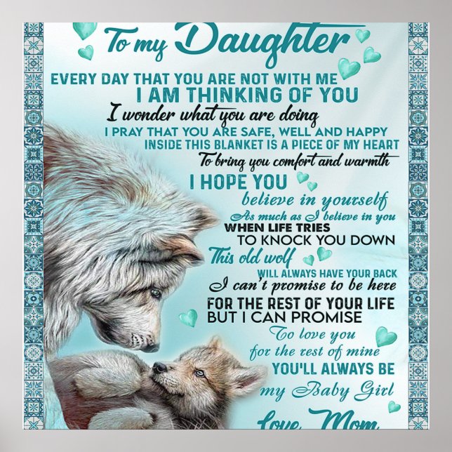 To My Daughter Lion Family Gift, Daughter Birthday Poster (Front)