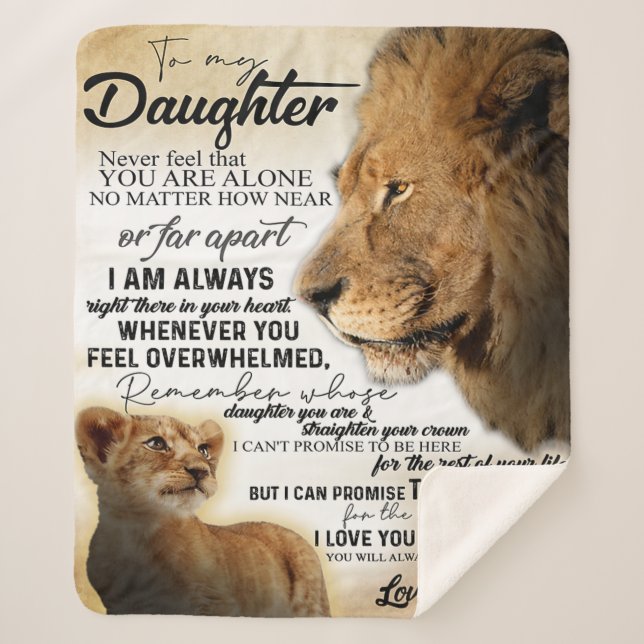 To My Daughter Lion Family Gift, Daughter Birthday Sherpa Blanket (Front)
