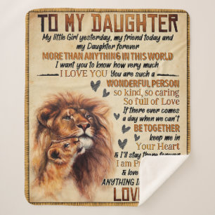 To My Daughter Lion Family Gift, Daughter Birthday Sherpa Blanket
