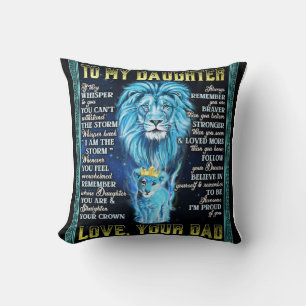 To My Daughter Lion Gift, Gift From Lion Dad Cushion