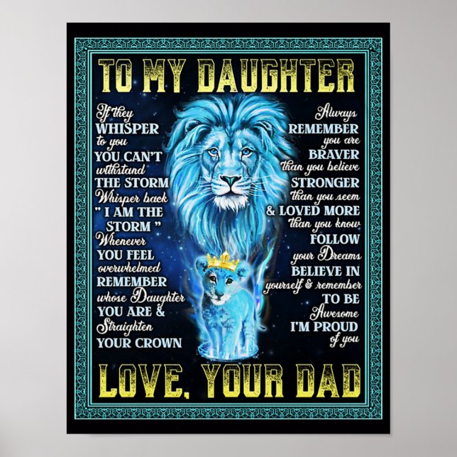 To My Daughter Lion Gift, Gift From Lion Dad Poster (Front)