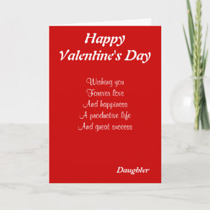 To my daughter on valentine's day holiday card