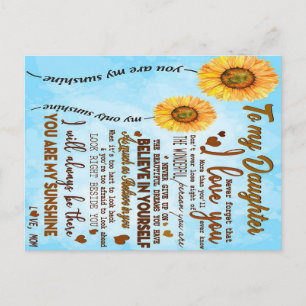 To my daughter   Special letter to my daughter Announcement Postcard