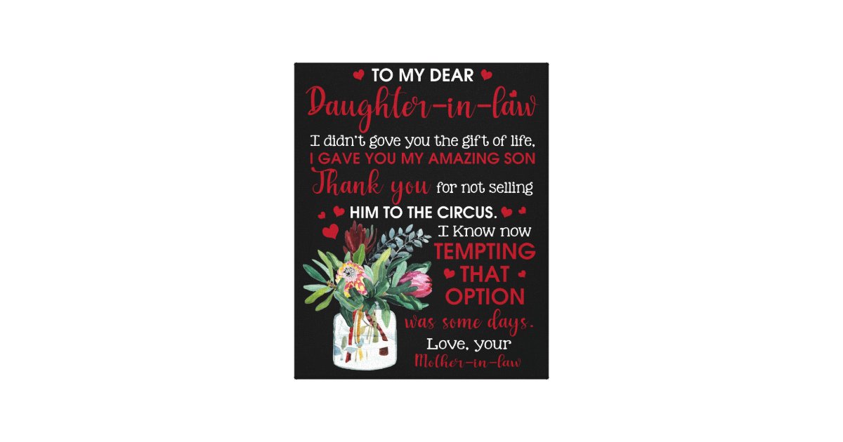 Download To My Dear Daughter In Law Canvas Print | Zazzle.co.uk