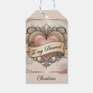 To My Dearest: Ornate Heart Design Gift Tags