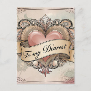 To My Dearest: Ornate Heart Design Postcard