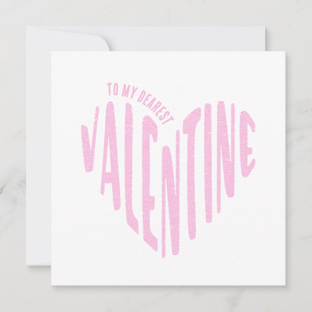 To My Dearest Valentine Red Heart Word Art Minimal Holiday Card (Front)