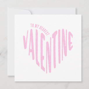 To My Dearest Valentine Red Heart Word Art Minimal Holiday Card