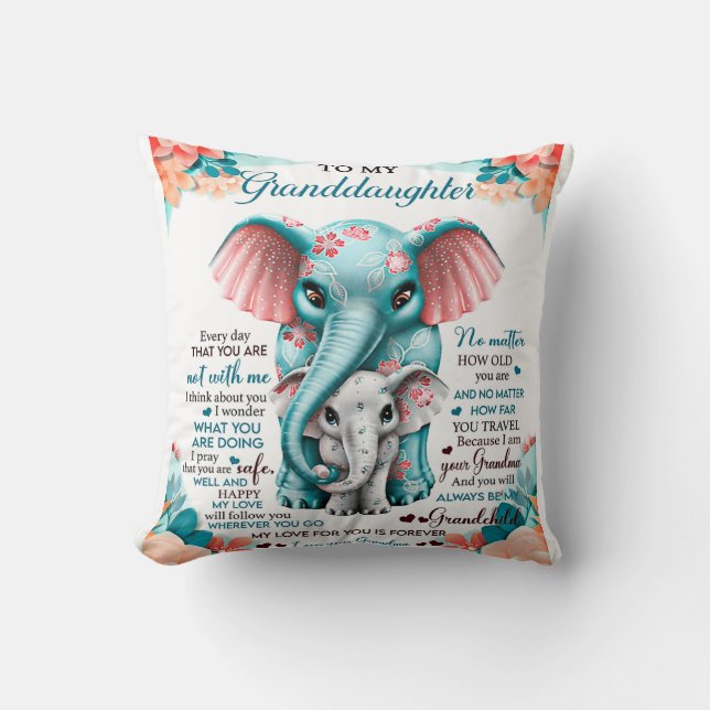 To My Elephant Daughter Gift, Daughter Birthday Cushion (Front)