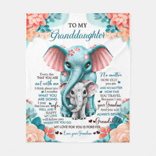 To My Elephant Daughter Gift, Daughter Birthday Fleece Blanket