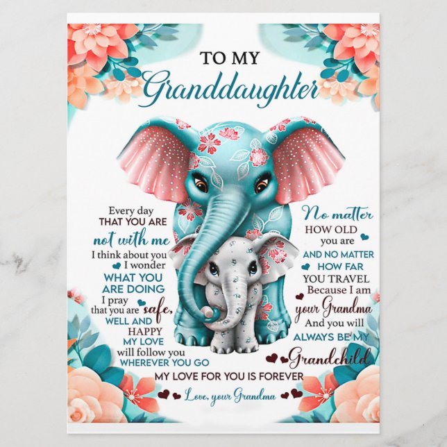 To My Elephant Daughter Gift, Daughter Birthday Menu (Front)