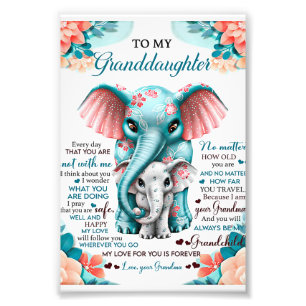 To My Elephant Daughter Gift, Daughter Birthday Photo Print