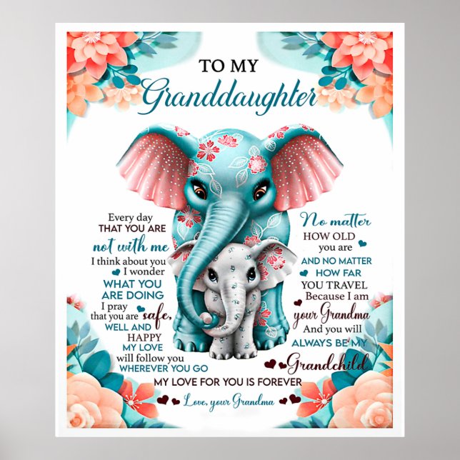 To My Elephant Daughter Gift, Daughter Birthday Poster (Front)