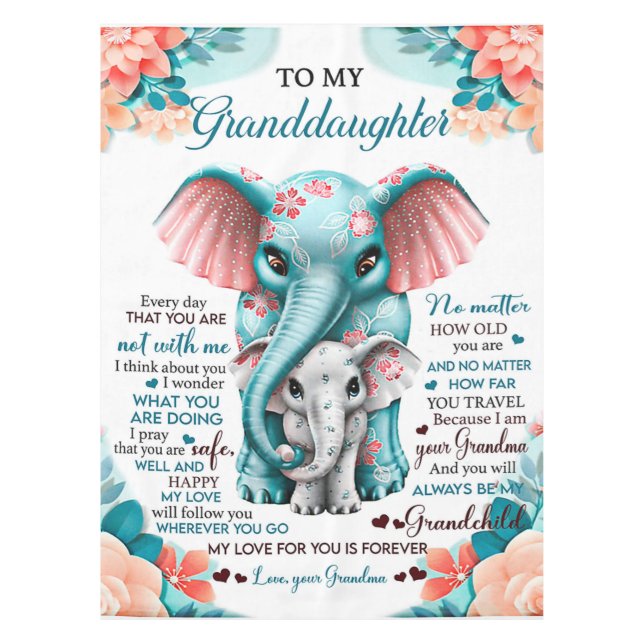 To My Elephant Daughter Gift, Daughter Birthday Tablecloth (Front)