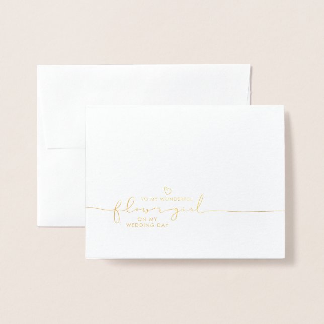 To My Flower Girl Wedding Morning Cute Message Foil Card (Front With Envelope)