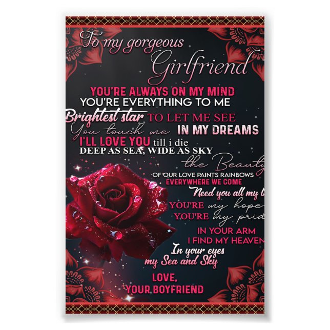 To My Girlfriend Birthday Gift, Couple Love Gift Photo Print (Front)