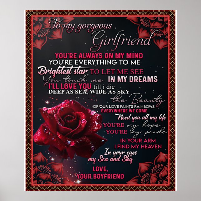 To My Girlfriend Birthday Gift, Couple Love Gift Poster (Front)