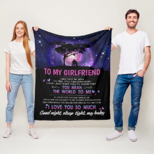 To My Girlfriend Blanket, You Mean The World To Me Fleece Blanket