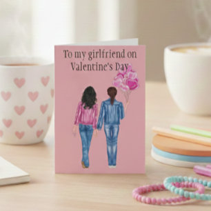 To my Girlfriend on Valentine's Day Watercolor Holiday Card