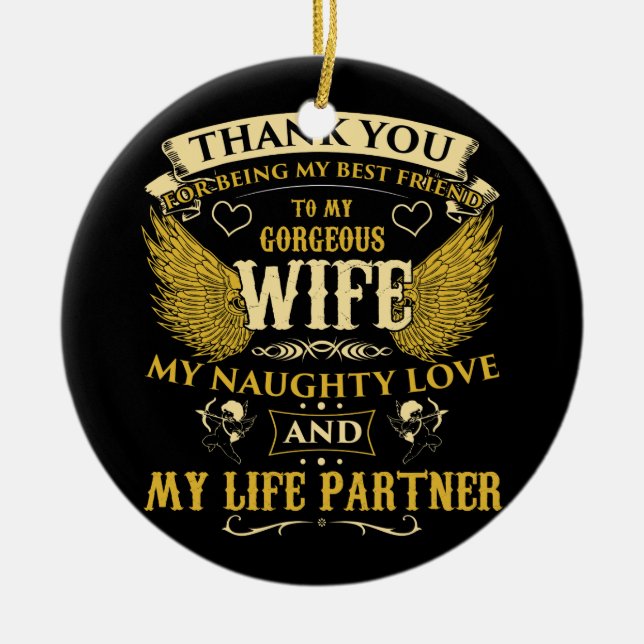 TO MY GORGEOUS WIFE CERAMIC TREE DECORATION (Front)
