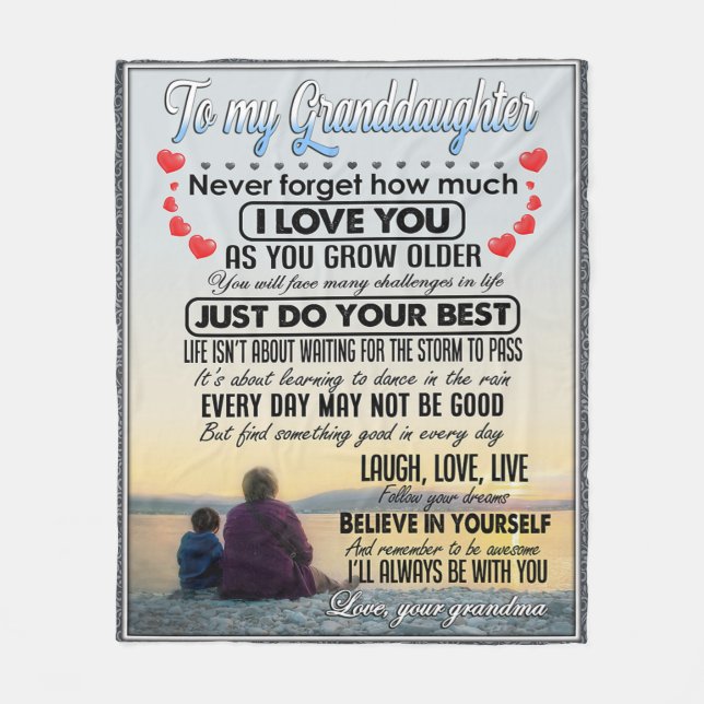 To My Granddaughter, Baby Girl Birthday Gift Idea Fleece Blanket (Front)
