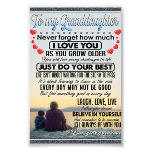 To My Granddaughter, Baby Girl Birthday Gift Idea Photo Print