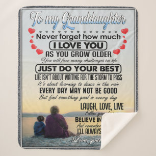 To My Granddaughter, Baby Girl Birthday Gift Idea Sherpa Blanket