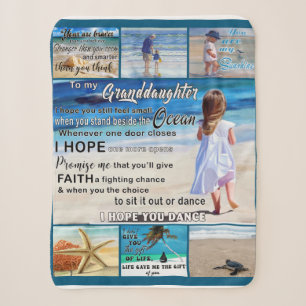 To My Granddaughter Beach And Sea My Sunshine Sherpa Blanket