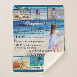 To My Granddaughter Beach And Sea My Sunshine Sherpa Blanket