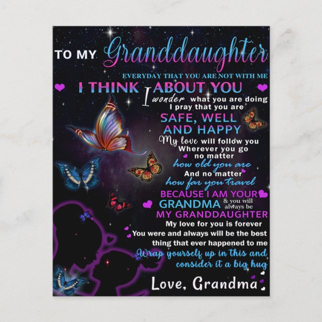 To My Granddaughter Butterflies Birthday Gift Idea Flyer (Front)