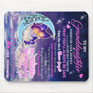 To My Granddaughter Butterflies Birthday Gift Idea Mouse Mat
