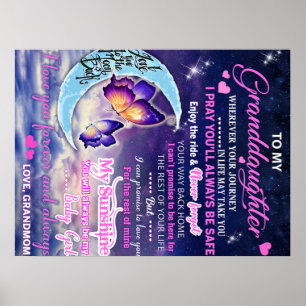 To My Granddaughter Butterflies Birthday Gift Idea Poster