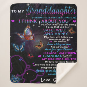 To My Granddaughter Butterflies Birthday Gift Idea Sherpa Blanket