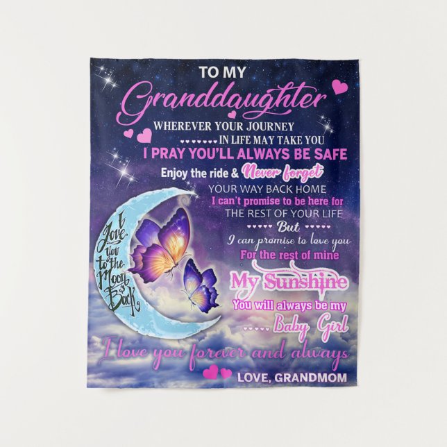 To My Granddaughter Butterflies Birthday Gift Idea Tapestry (Front)