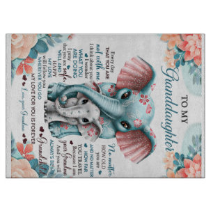 To My Granddaughter Elephant Birthday Gift Idea Cutting Board