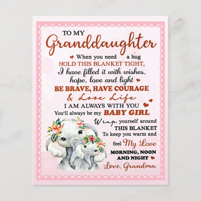 To My Granddaughter Elephant Birthday Gift Idea Flyer (Front)