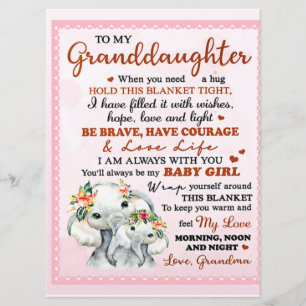 To My Granddaughter Elephant Birthday Gift Idea Menu