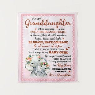 To My Granddaughter Elephant Birthday Gift Idea Tapestry