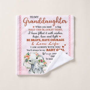 To My Granddaughter Elephant Birthday Gift Idea Wash Cloth