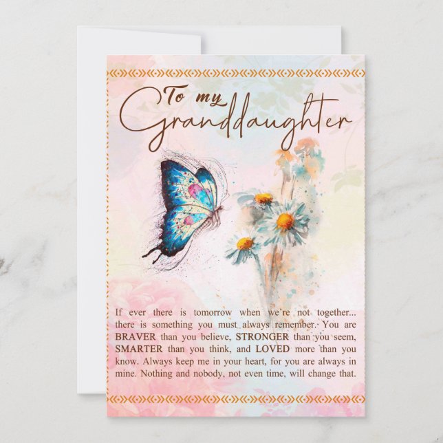 To My Granddaughter Gift,Cute Butterfly Lover Gift Holiday Card (Front)