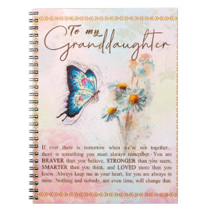 To My Granddaughter Gift,Cute Butterfly Lover Gift Notebook