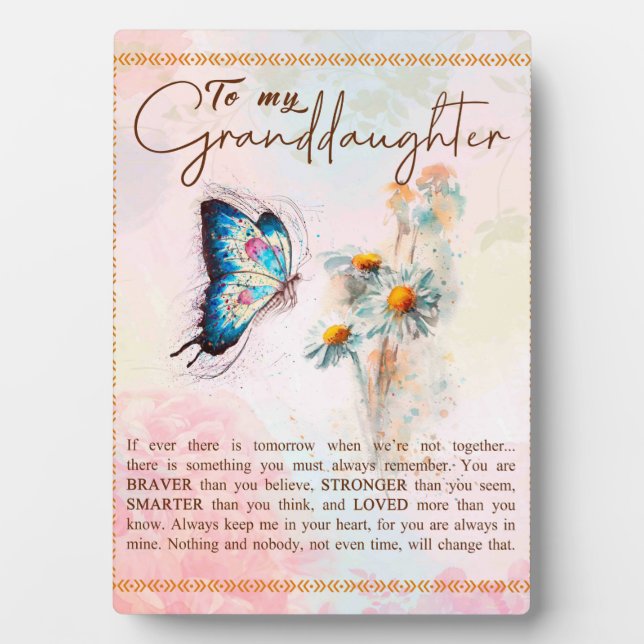 To My Granddaughter Gift,Cute Butterfly Lover Gift Plaque (Front)