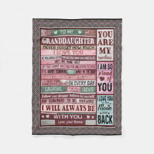 To My Granddaughter gift Fleece Blanket